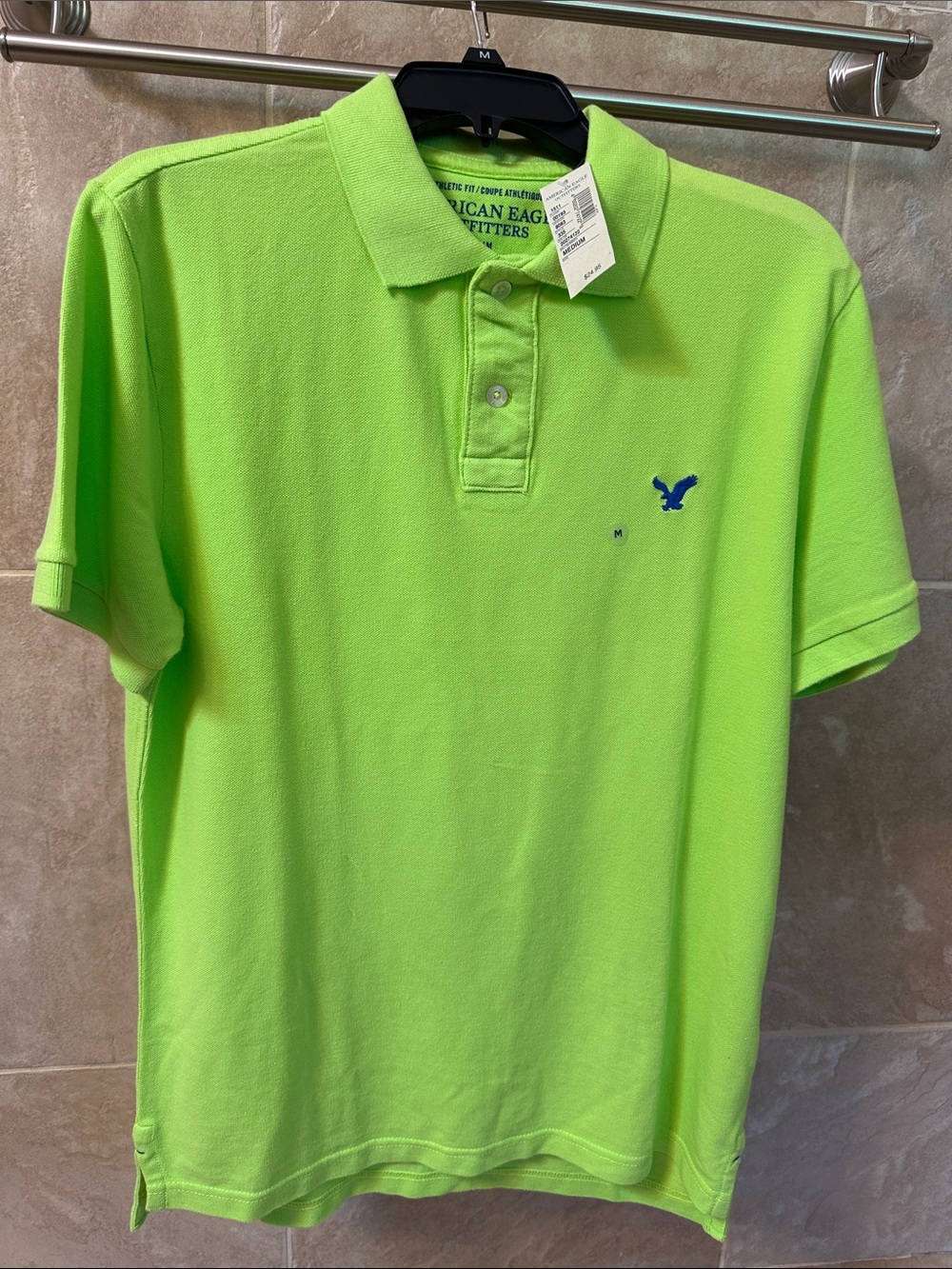 American Eagle Outfitters Men’s Bright Lime Green Polo Size M Athletic Fit